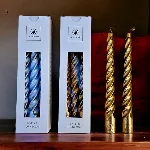 Vela Torneada Mediana 20 cm Caja x 6 unidades Oro - Plata Iluminarte