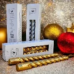 Vela Torneada Mediana 20 cm Caja x 6 unidades Oro - Plata Iluminarte