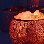 Lámpara Fanal Marmolado con Piedras de Sal del Himalaya