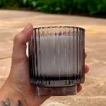 Vela Cera Vegetal Vaso Rayado Aromanza