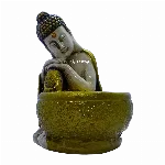 Buda hindú con Cuenco Dorado 16 cm Yeso Extra Duro