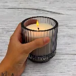 Vela Cera Vegetal Vaso Rayado Aromanza