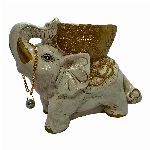Elefante Sagrado con Cuenco 20 cm Yeso Extra Duro