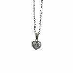 Cadena Acero Blanco con Dije Cubic Micropave Corazón