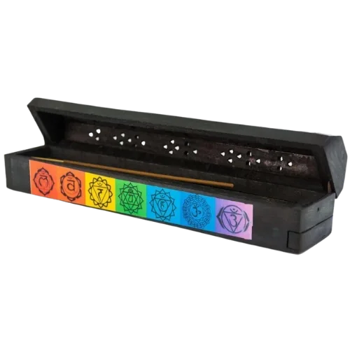 Porta Sahumerio Guarda Box Madera 7 Chakras