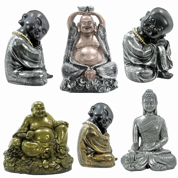 Budas y Monjes Decorados Yeso Pintados 25 cm