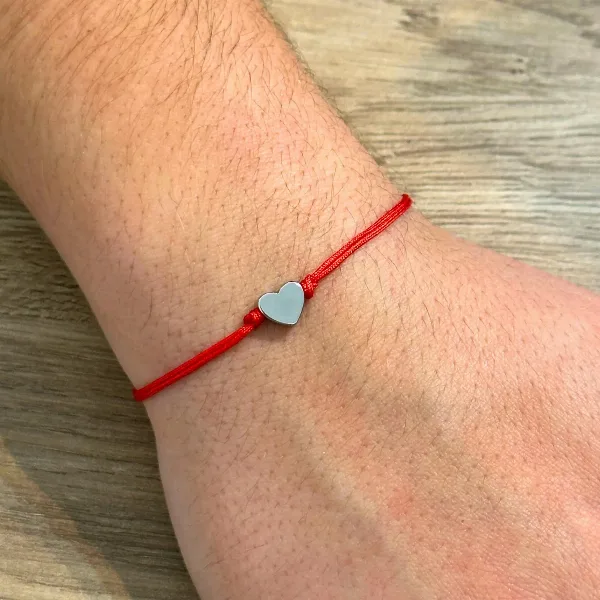 Pulsera Hilo Rojo con Dije Acero Estrella - Corazón