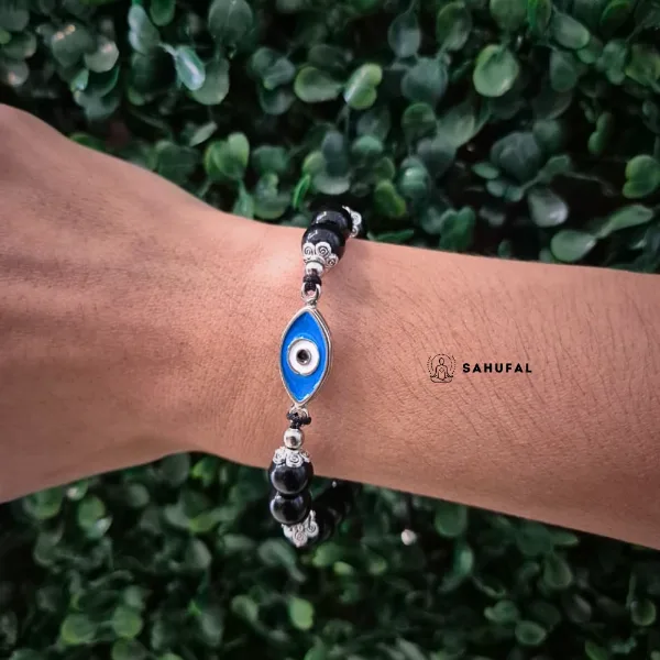 Pulsera Protección Ojo Turco Perlas Negras