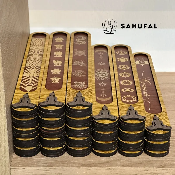 Porta Sahumerio Madera Grabado Sahufal
