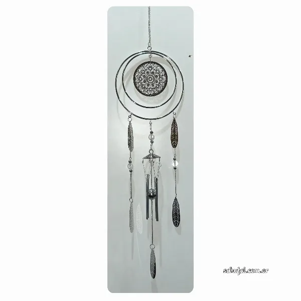 Llamador de Ángeles Metal Mandala Cromado 82 cm