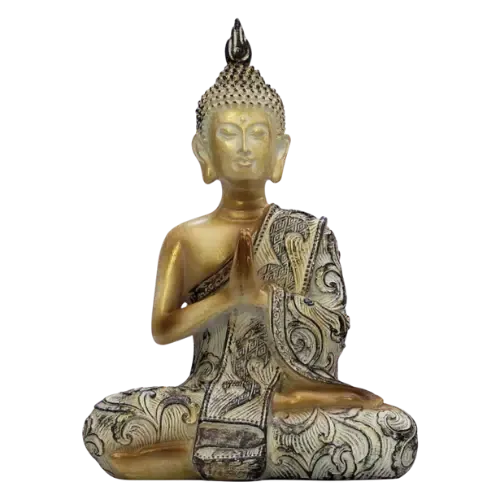 Buda Dorado Manto Floreado
