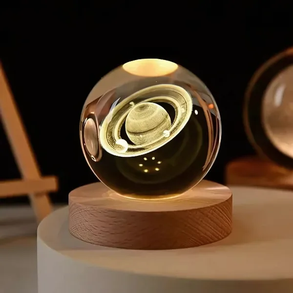 Esfera Mágica Cristal 3d Led Luz De Noche 8 cm