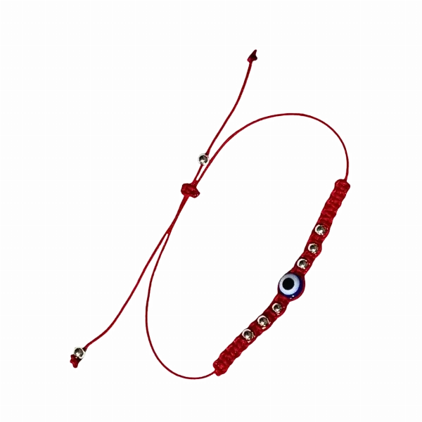 Pulsera Hilo Rojo Ojo Turco Trenzado Con Perlas