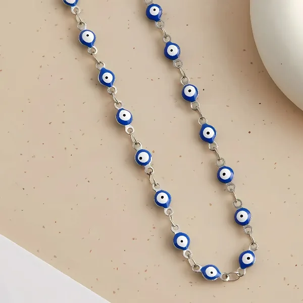 Cadena Acero Blanco Ojitos Azules