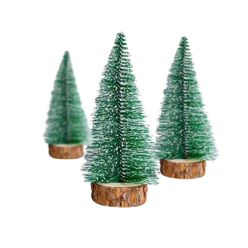Arbolito Navideño Pino Verde Nevado con Base 6.5cm