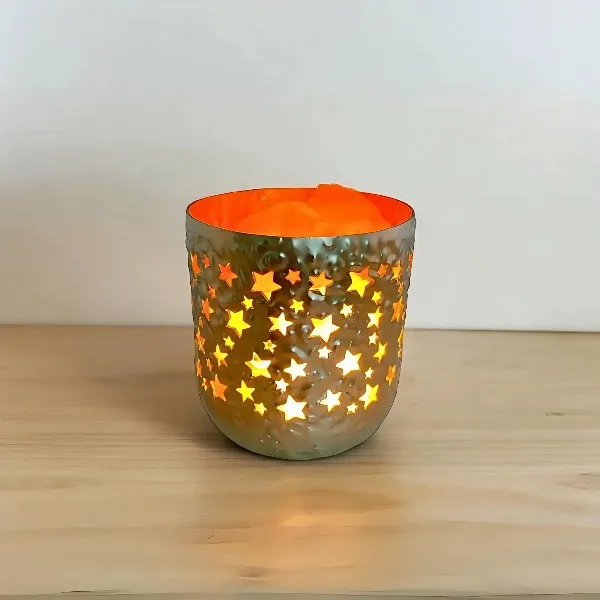 Lámpara de Sal Metal con Estrellas 12 cm