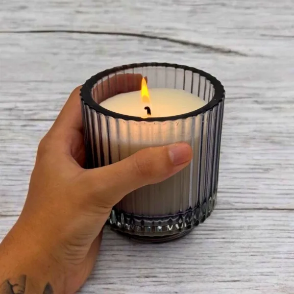 Vela Cera Vegetal Vaso Rayado Aromanza