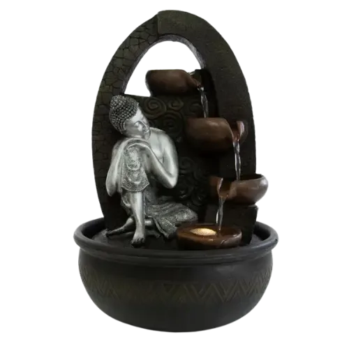 Fuente Buda Reposando con Vasijas Led 40cm