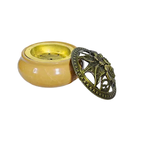 Sahumador Cerámica Con Tapa Labrada 9.5X7CM