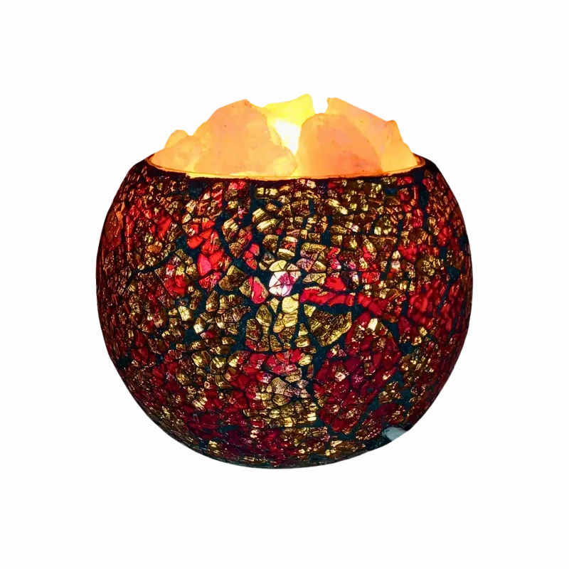 Lámpara Fanal Marmolado con Piedras de Sal del Himalaya
