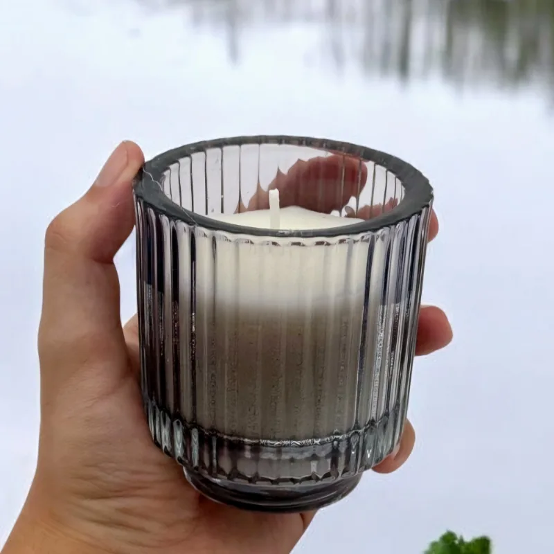 Vela Cera Vegetal Vaso Rayado Aromanza