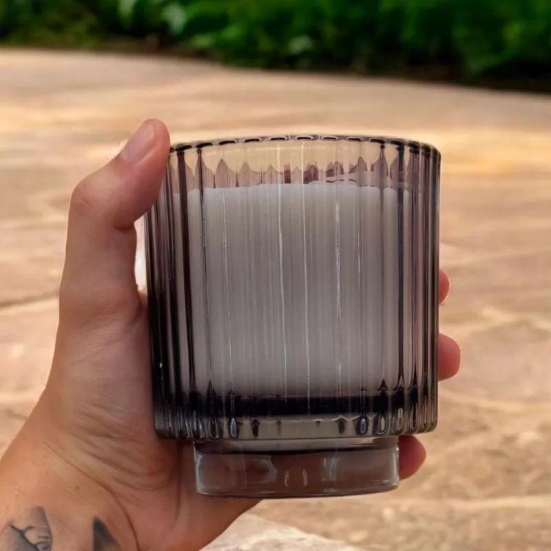Vela Cera Vegetal Vaso Rayado Aromanza