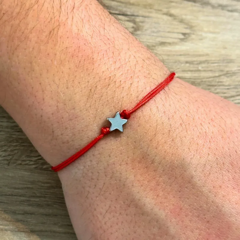 Pulsera Hilo Rojo con Dije Acero Estrella - Corazón