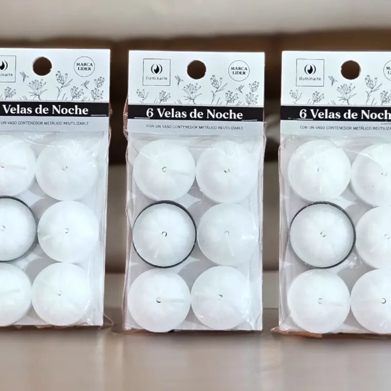 Velas de Noche Blanca Iluminarte x 6 unidades
