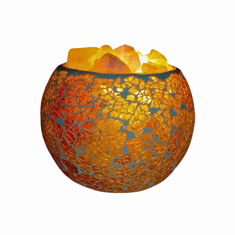 Lámpara Fanal Marmolado con Piedras de Sal del Himalaya