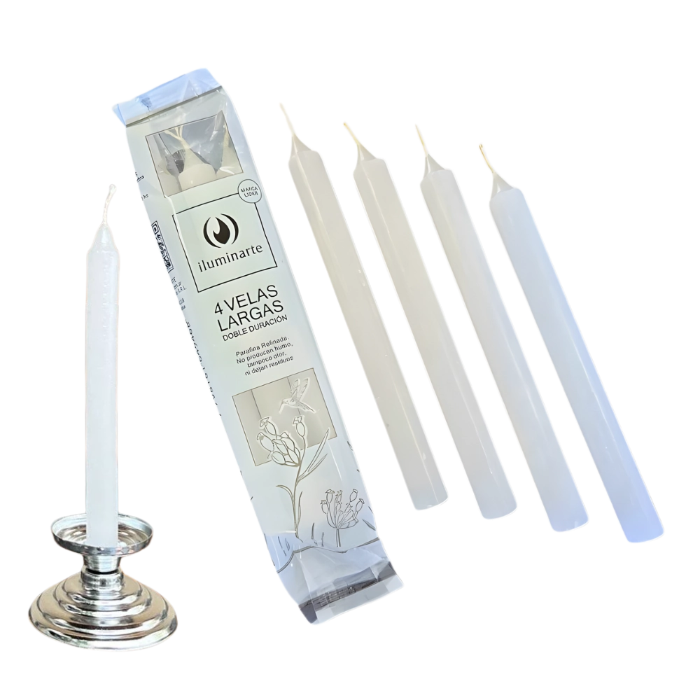 Velas Largas Iluminarte x 4 unidades
