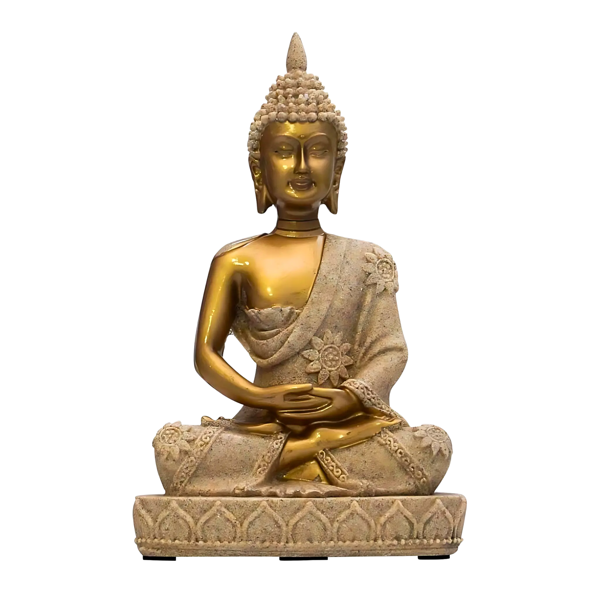 Buda Dorado Manto Arenado 21 cm