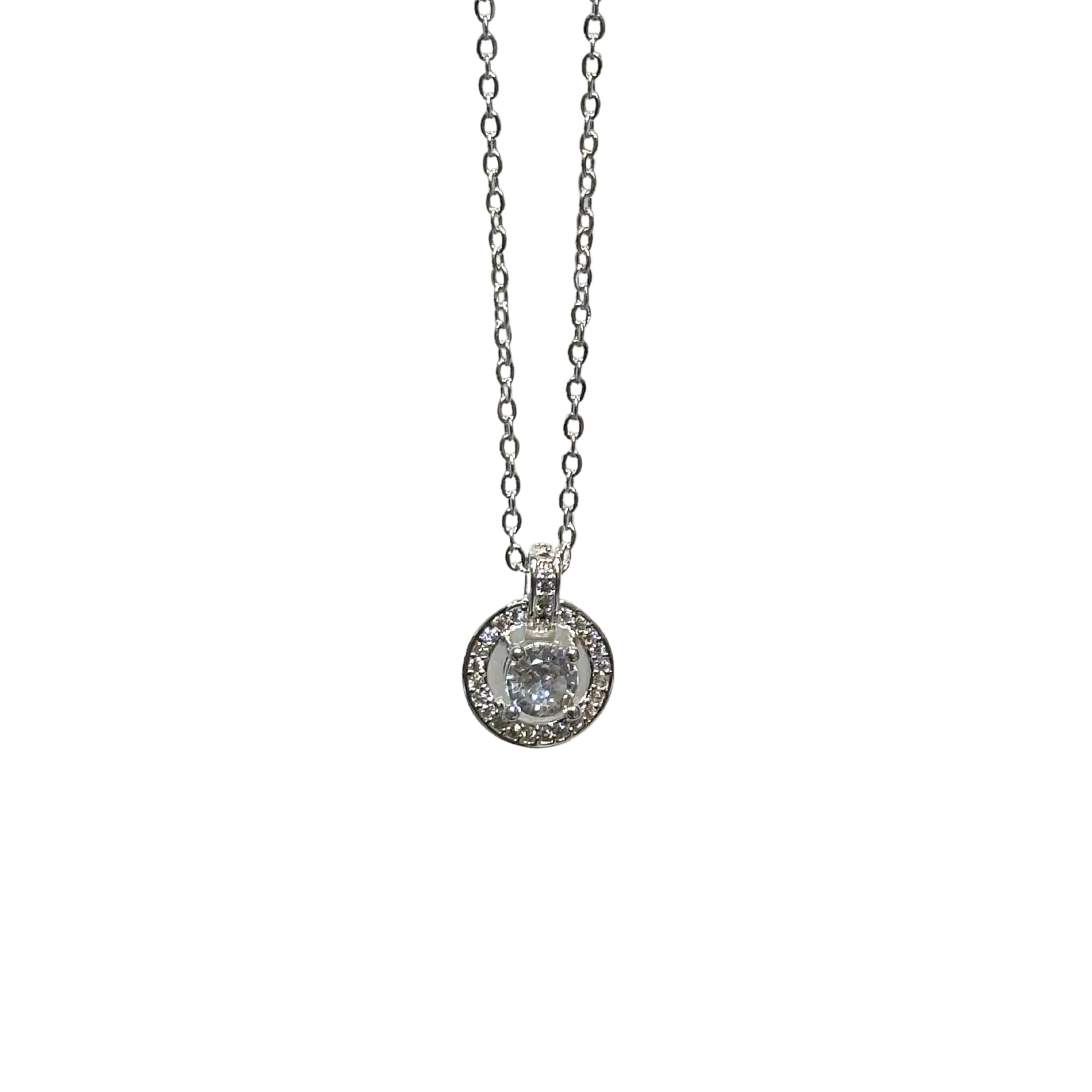 Cadena Acero Blanco con Dije Cubic Micropave Corazón