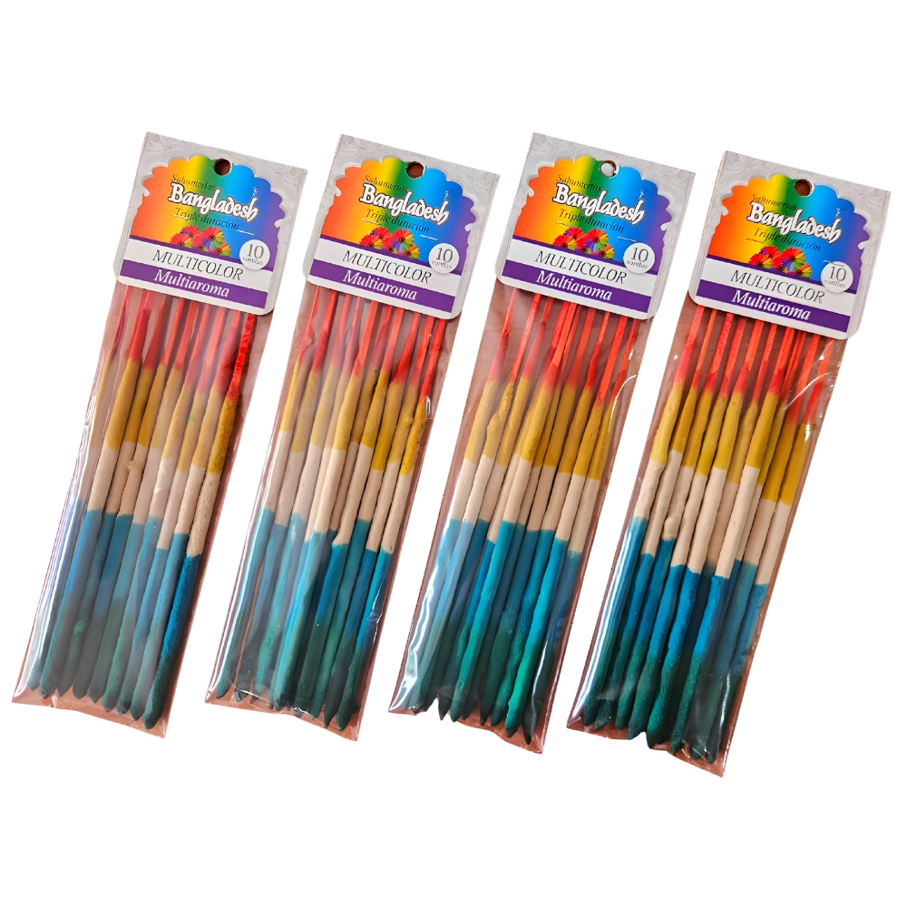 Sahumerios Triple Empaste Multicolor - Multiaroma x 10 varillas Bangladesh