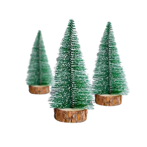 Arbolito Navideño Pino Verde Nevado con Base 6.5cm
