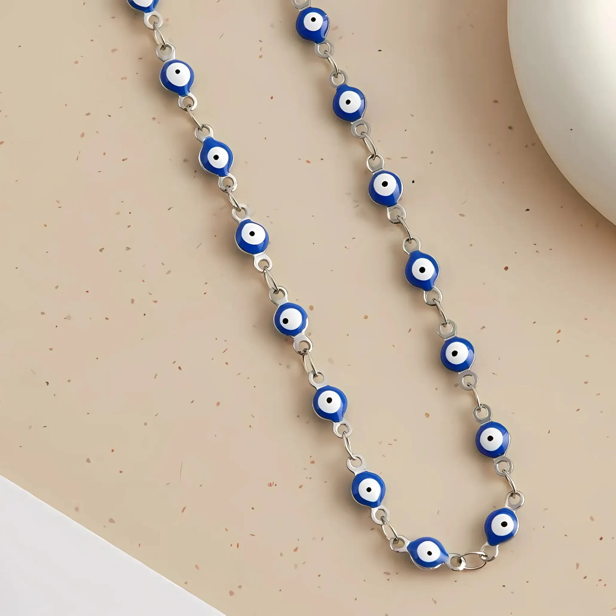 Cadena Acero Blanco Ojitos Azules