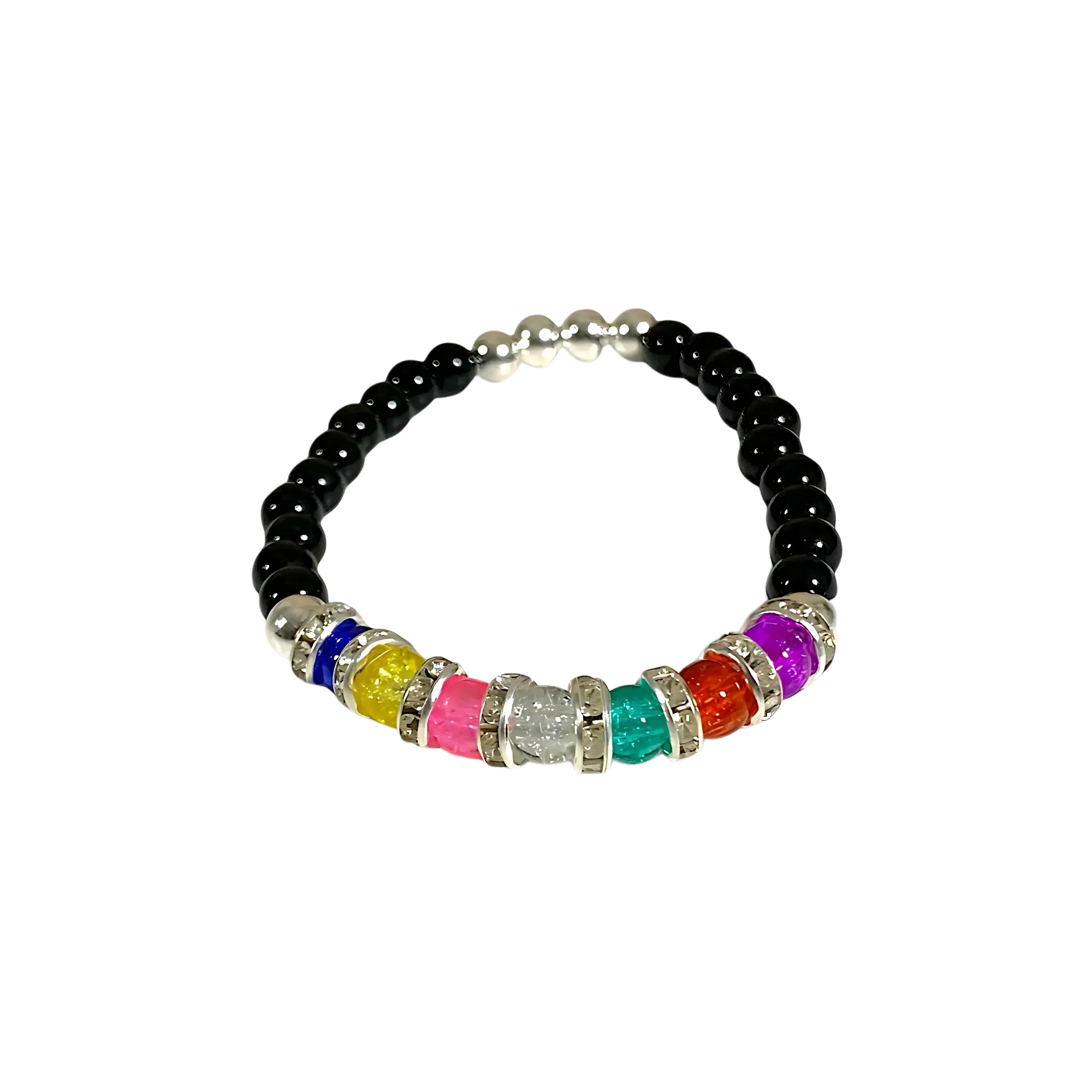 Pulsera 7 Chakras Premium Negra con Donas Strass
