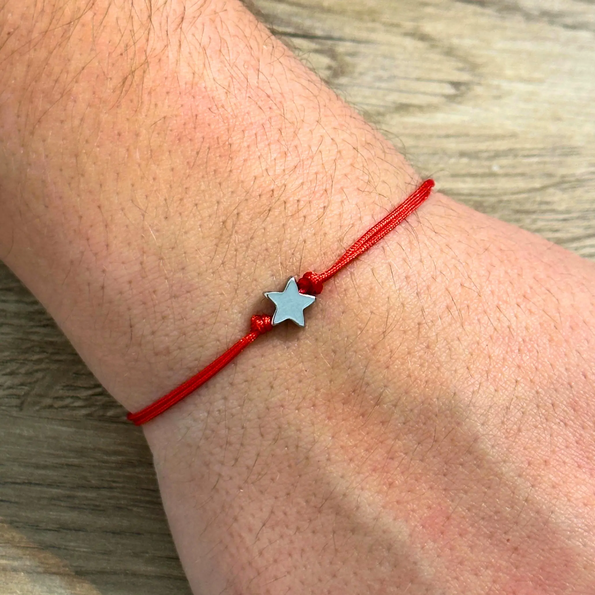 Pulsera Hilo Rojo con Dije Acero Estrella - Corazón