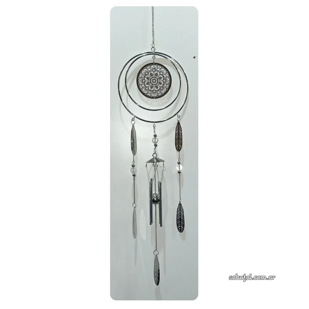 Llamador de Ángeles Metal Mandala Cromado 82 cm cm Sahufal