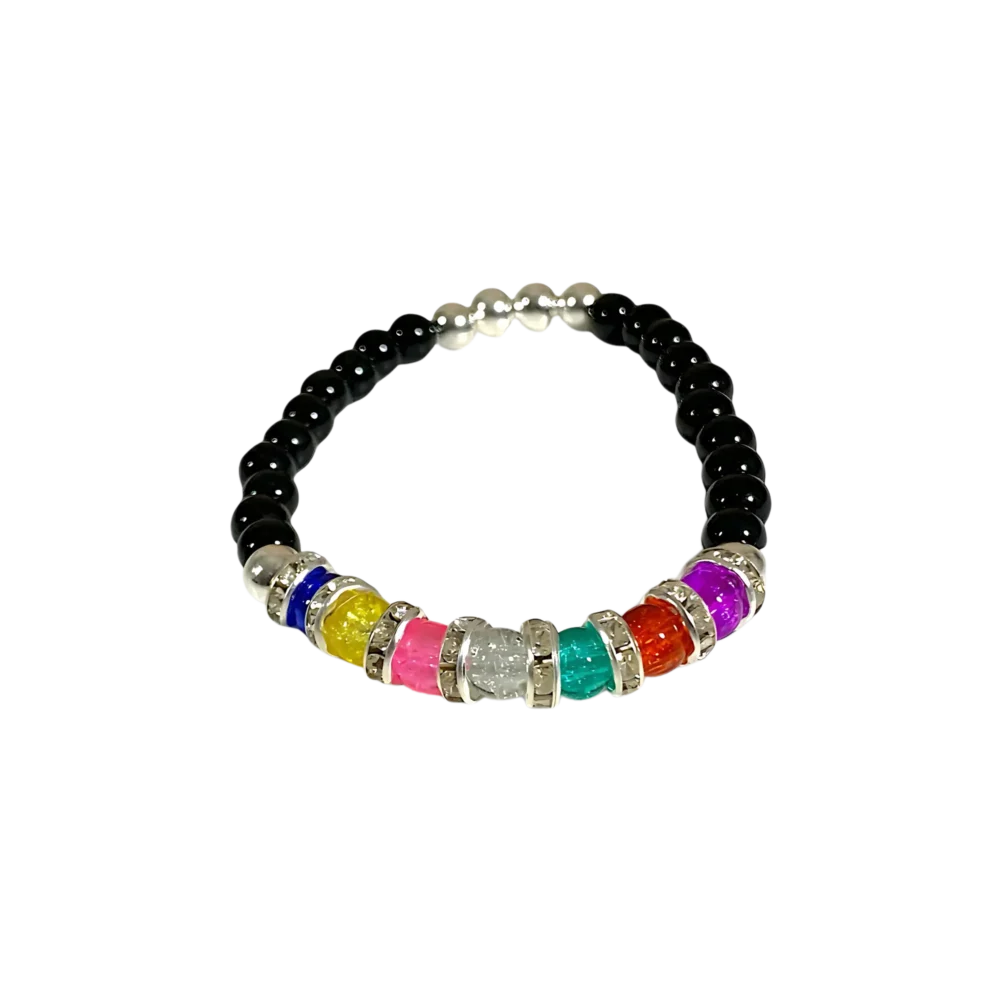 Pulsera 7 Chakras Premium Negra con Donas Strass