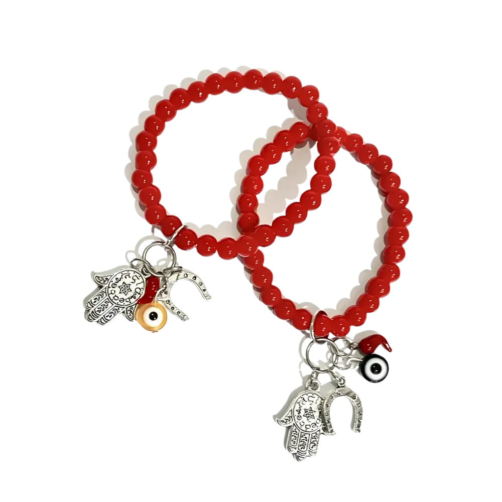 Pulsera Bolita Mediana Roja De La Suerte Sahufal