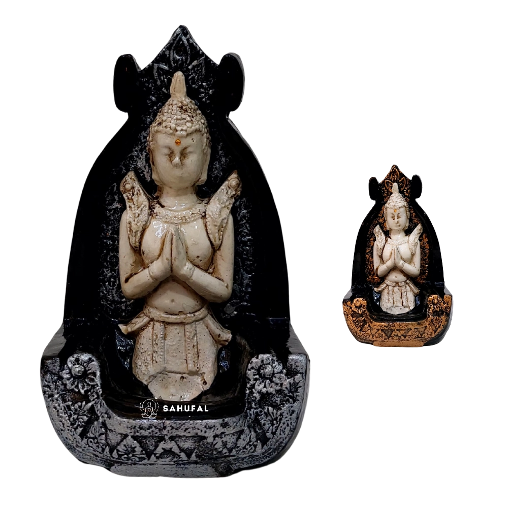 Porta Sahumerio Buda en Oración Yeso Extra Duro 20 cm Sahufal