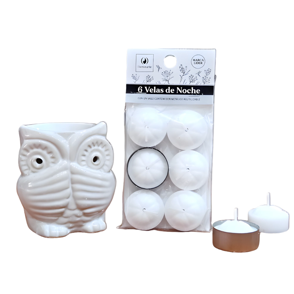 Velas de Noche Blanca Iluminarte x 6 unidades Sahufal
