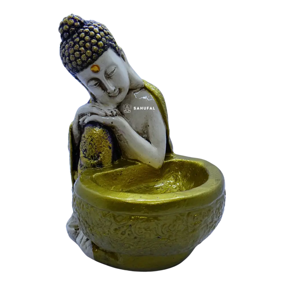 Buda hindú con Cuenco Dorado 16 cm Sahufal