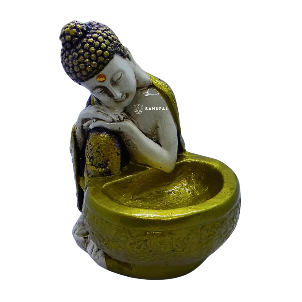 Buda hindú con Cuenco Dorado 16 cm Sahufal
