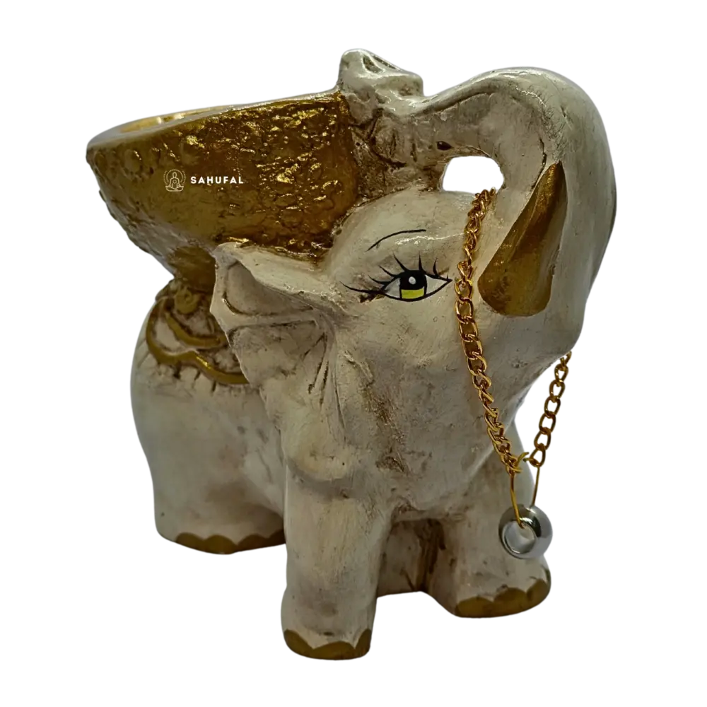 Elefante Sagrado con Cuenco 20 cm Yeso Extra Duro Sahufal