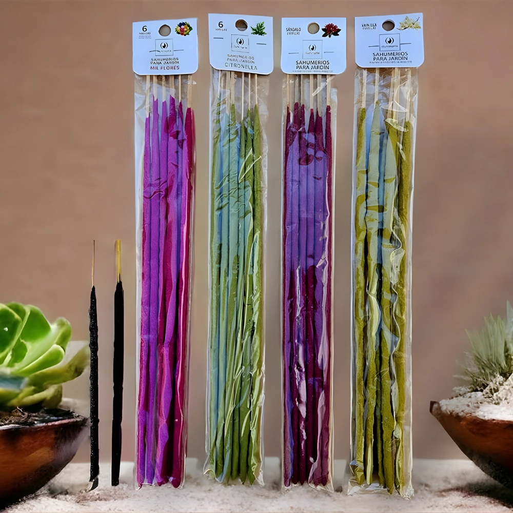 Sahumerios Largos Triple Empaste Jardín x 6 Varillas Sahufal