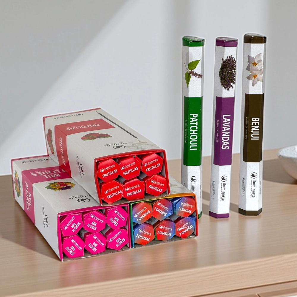 Sahumerios Hexagonales Linea Blanca Iluminarte India x 15 varillas Sahufal