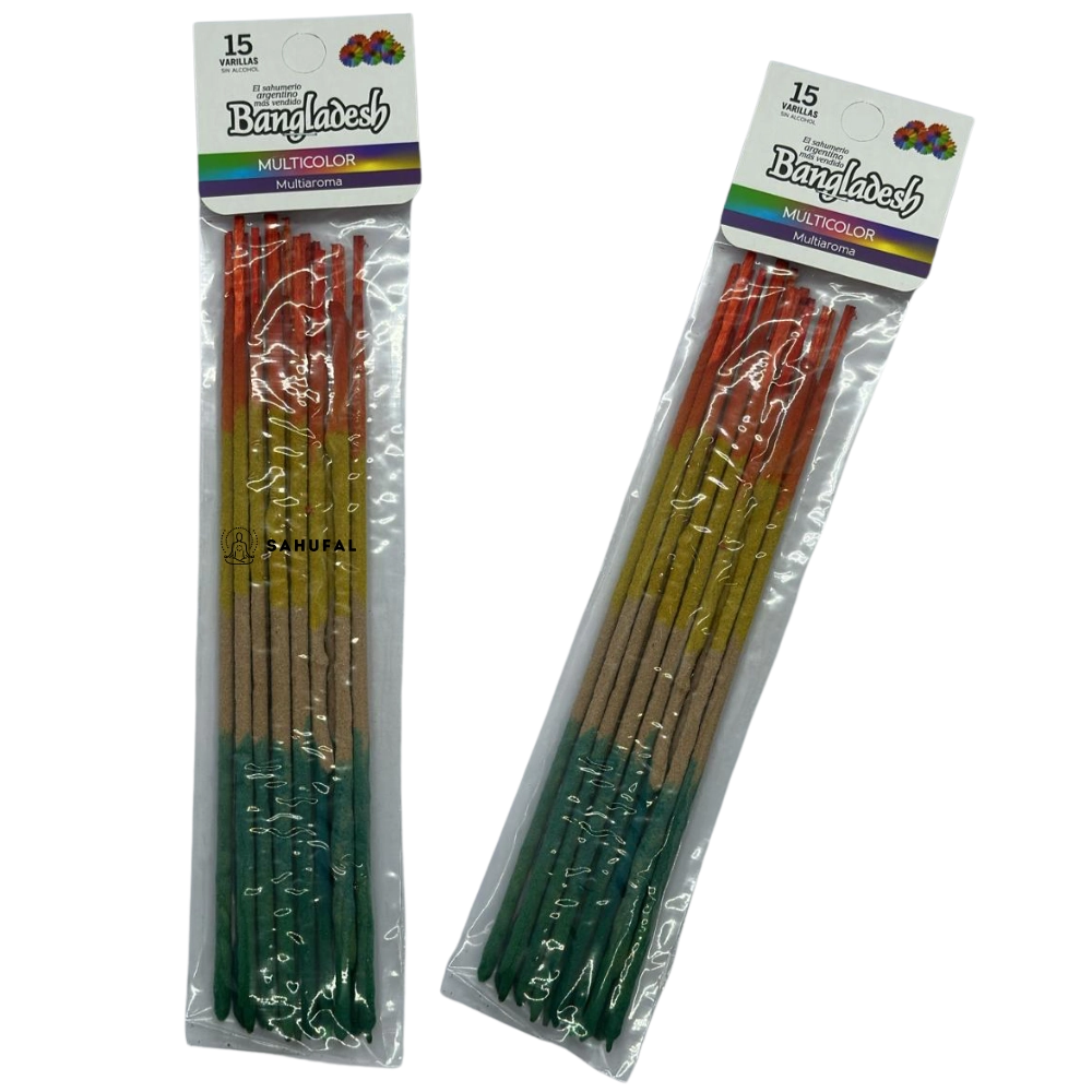 Sahumerios Triple Empaste Multicolor – Multiaroma x 15 varillas Bangladesh Sahufal